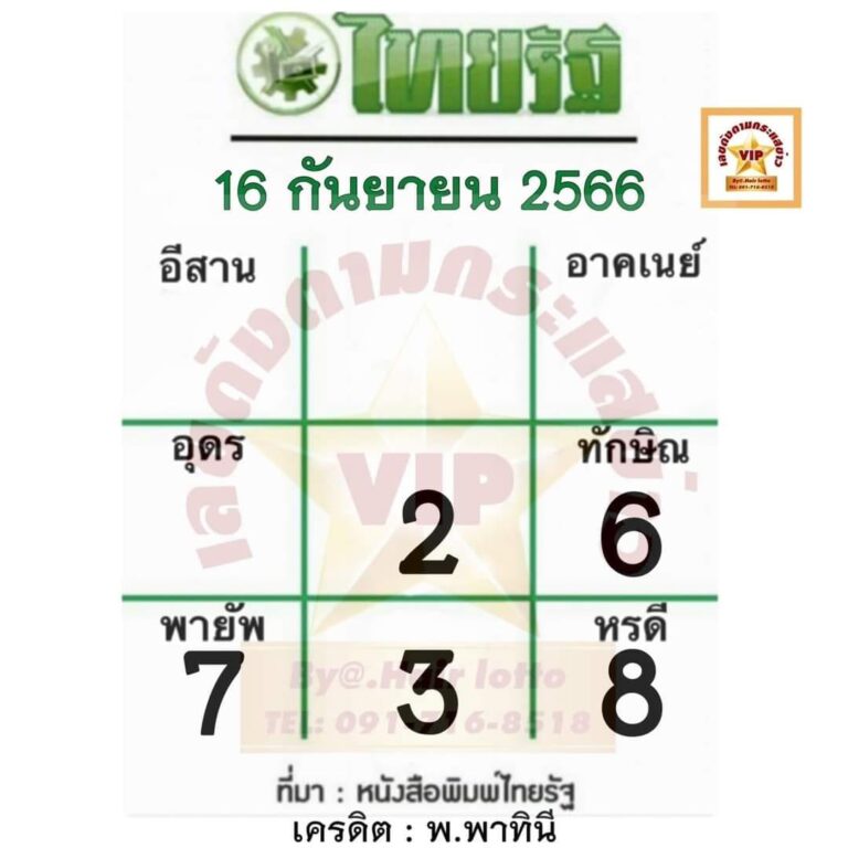 หวยไทยรัฐ 16 9 66
